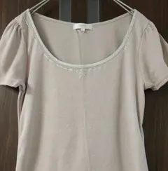 ROPÉ ロペ 半袖 シャツ カットソー ベージュ M ラメ リボン 上品のサムネイル