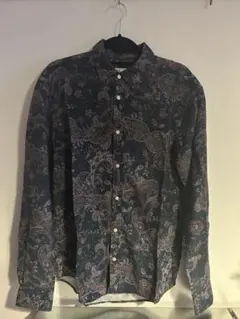 ZARA ザラ　ネイビー ペイズリー柄 長袖シャツ