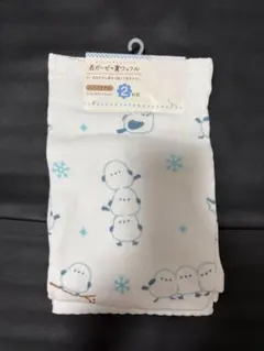 表ガーゼ＋裏ワッフル フェイスタオル 2枚組 シマエナガ柄