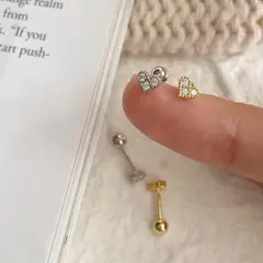 ミニハート ボディピアス 軟骨 サージカルステンレス 16G 両耳 普段使い