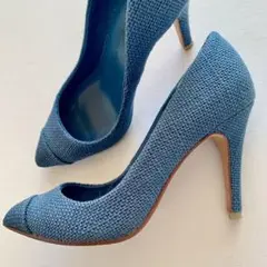 ブルー 10cm ヒールツルバイマリコオイカワ パンプス ピンヒール