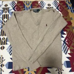 Polo by Ralph Lauren ベージュ Vネックニットセーター