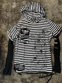 うさ耳付き】MAD PUNKS 裏起毛 ジップアップパーカー 肩見せ ロング丈