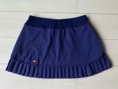 美品＊ellesseエレッセ＊裾プリーツの可愛いスコートL ネイビーパープル