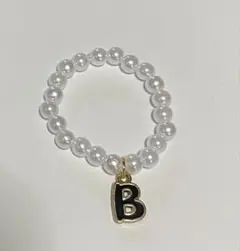 Labubu10cm パールネックレス Bイニシャルチャーム付ハンドメイド