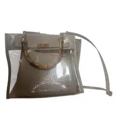 GRL 2Way ポーチ付き バンブーハンドルスクエアバッグ クリアバッグ 痛バ