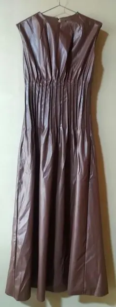 SHEIN Ontre ブラウン PUレザーマキシワンピース XS