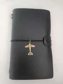 新品　日記　ノート　手帳　コラージュ　トラベラー旅行　メモ　飛行機ブラックのサムネイル