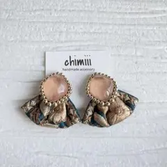 No.1092 ビーズ刺繍　インド刺繍リボン　ピアス イヤリング