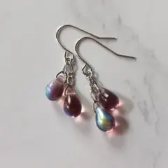 No.328 チェコドロップビーズのピアス ハンドメイド