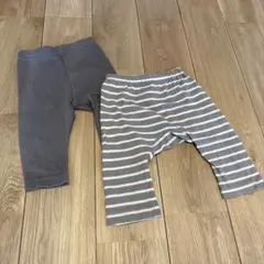 ベビー用パンツ2点セット（グレー・ストライプ）