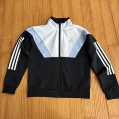 adidas ジップアップジャケット 黒/白/水色　150