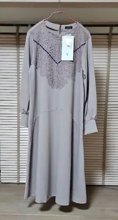 リミーテ テープ通しフレアロングワンピース ワンピース ベージュ系 L qvc