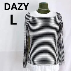 DAZY オフショルダー　ボーダー柄ロングスリーブトップ　レディース