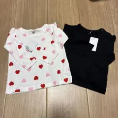 ★新品未使用★西松屋　ベビーロンT 70〜80サイズ　2枚セット　ハートブラック