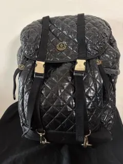 本革 MONCLER キルティング クラックレザーバックパック ブラック希少のサムネイル