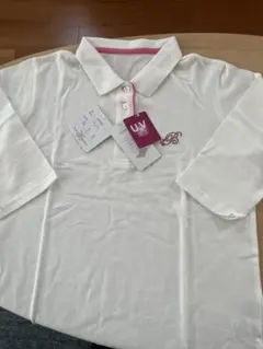 新品 七分袖ポロシャツ 白　UV加工