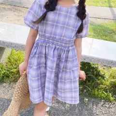 R*t様 【新品未使用】背中開きチェック柄コットンワンピース 80 女の子 ガー
