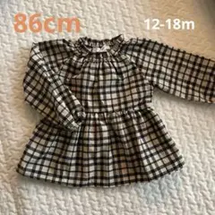 ZARA チェック柄フリル長袖シャツ