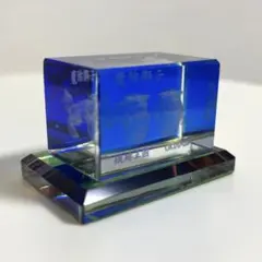 魔除けシーサー ブルー 3Dレーザー加工クリスタル Mサイズ