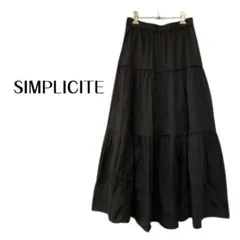 シンプリシテェ SIMPLICITE 黒 コットン スカート ロングスカート