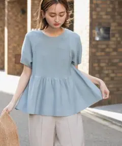 sense of place ボリュームスリーブペプラムセーター