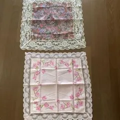 花柄レースハンカチ2枚セット　ブランドハンカチ