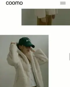 大人気　美品　ラスト1点　coomo フード付きホワイトファーコート