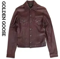 ゴールデングース　ブラウンレザーライダースジャケット　XXS GOLDEN GOOSE - GoldenGoose ゴールデングース レザーライダース