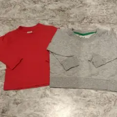 赤とグレーの長袖カットソーセット