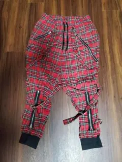 CIVARIZE 赤チェック柄サルエルパンツ 46 - メルカリ