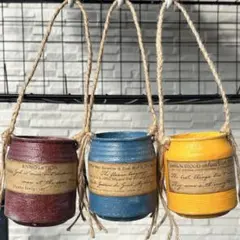 麻紐ハンキングリメ缶3コset★マジョール・ミルキーウェイカット苗付き★