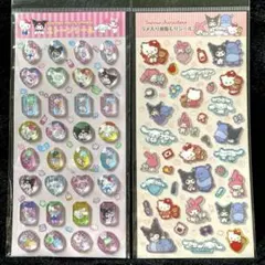 【2点セット】サンリオキャラクターズ　ストーンシール　　ラメ入り樹脂もりシール