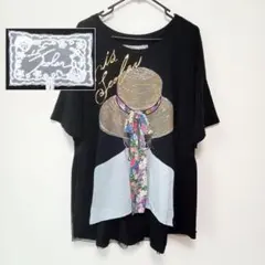 is Scalar イズスカラー Tシャツ 女の子後ろ姿 帽子 リボン 黒 Мのサムネイル