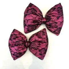 ピンク✖️黒のレース　リボン　2個セット　盛り髪　体育祭