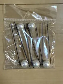 パール装飾の黒いヘアピン 20本セット