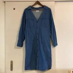 【Daisy】デニムシャツワンピース ロング丈 長袖