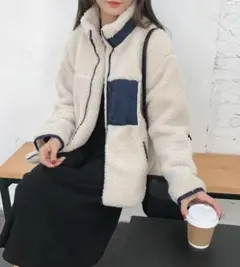 あったか♪もこもこ　ボアブルゾン 　ボアコート　ボアジャケット ベージュ