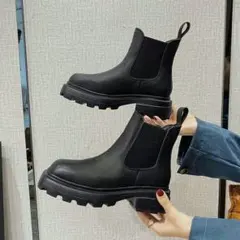 超人気、ブーツ、レザーブーツ、ショートブーツ，??厚底ニットニーハイブーツ??Y