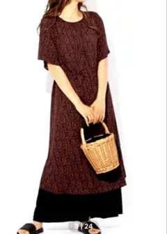 新品未使用　ニコアンド　小花柄 半袖 ロングワンピース　2WAYのサムネイル
