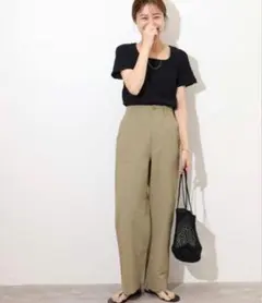 コットンリネンツイルベイカーパンツ　カーキ　2024年