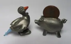 錫置物　鳥＆縁起豚　SELANGOR PEWTER