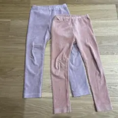 UNIQLO キッズ レギンス 110cm コーデュロイ ２枚 セット ピンク