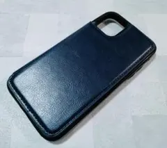 背面手帳型 iPhone11 用 ケース シンプル カード入れ ネイビーブルー