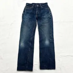 【希少】45rpm 空比古デニムパンツ　ボタンフライ　ダメージ加工ジーンズ　29 45R墨藍の空比古比女: WOMEN｜45R