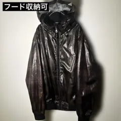 【個性派古着】フード付きジャンパー　お洒落　ゆったりサイズ　希少　LLサイズ
