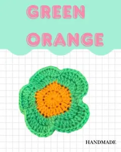 《ハンドメイド》　フラワーコースター　グリーン×オレンジ