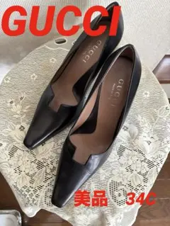 GUCCI パンプス ブラック レザー イタリア製　34C 5cmヒール　美品のサムネイル
