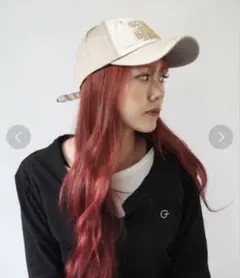 キャップ 刺繍ロゴ ベージュ