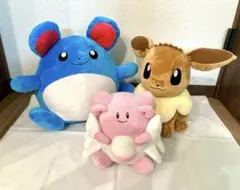 ポケモン　ぬいぐるみ　マリル イーブイ ハピナス　3点セット